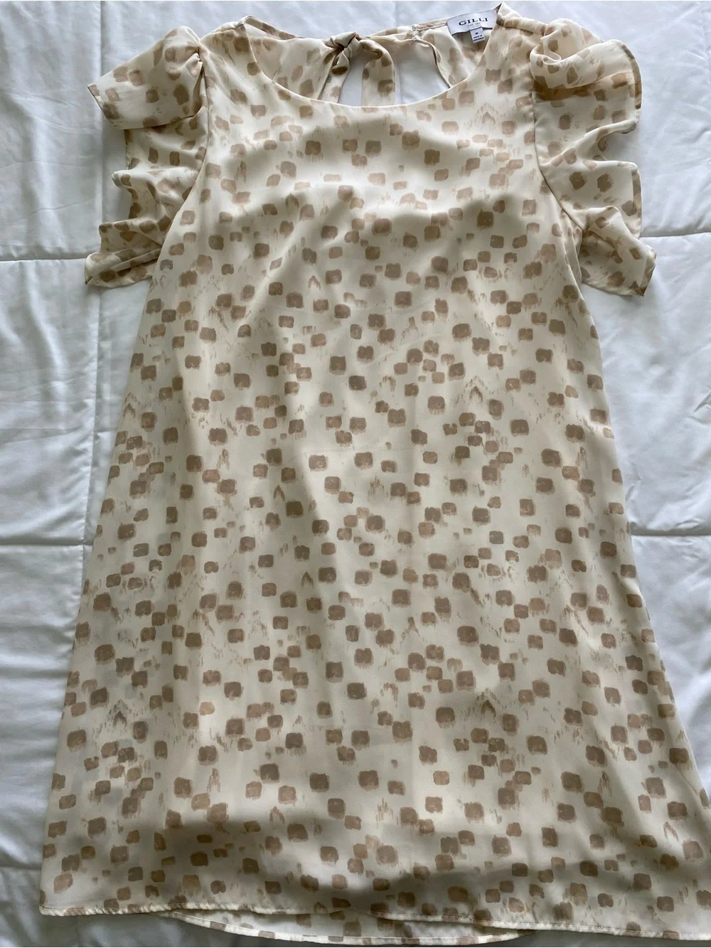 Gilli Cream Mini Dress with‎ Beige Spot Print